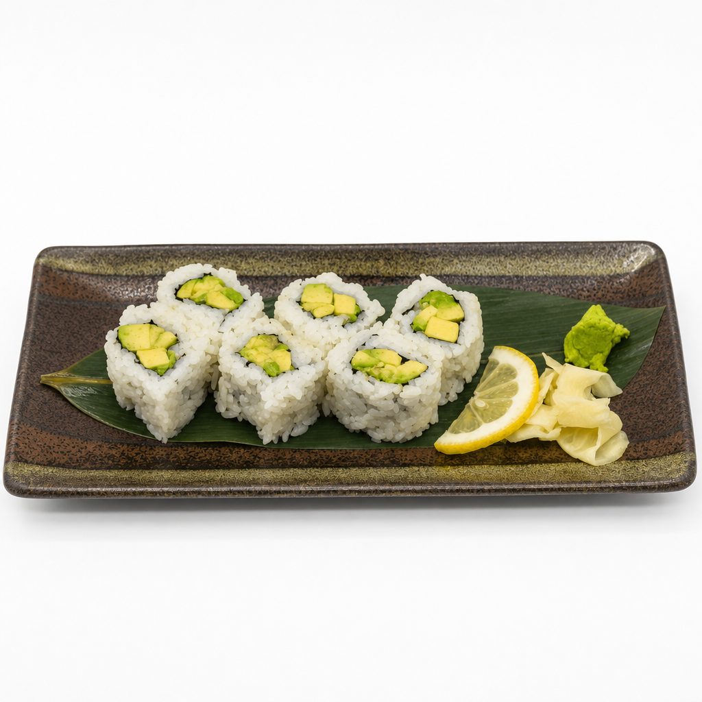 Avocado Maki with Rice Outside.